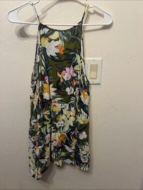 Falls Creek Olive Green Floral Circle Skater Top